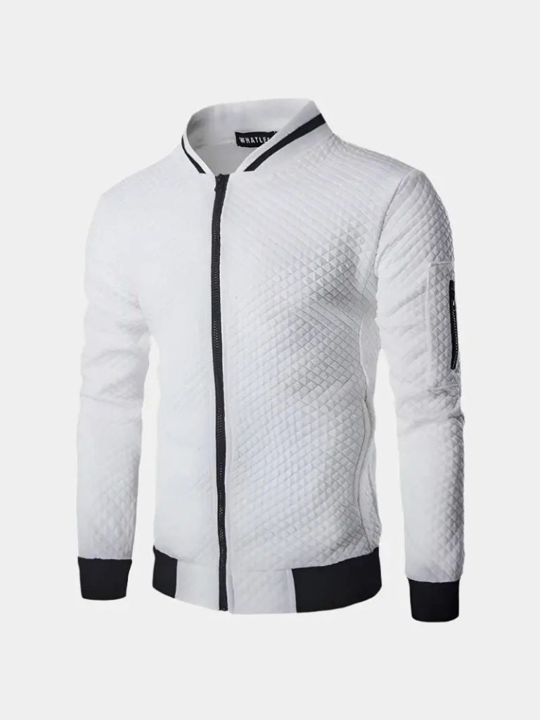 Textured Casual Bomber Jacket - CAAYWORLD CAAYWORLD