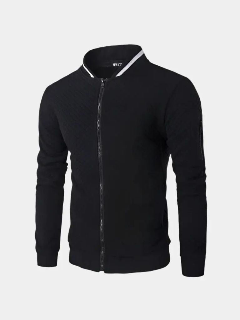 Textured Casual Bomber Jacket - CAAYWORLD CAAYWORLD