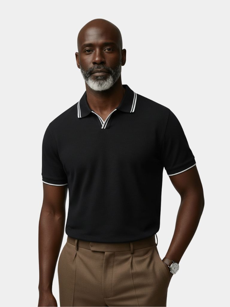 Timeless Black V-Neck Polo - CAAYWORLD CAAYWORLD