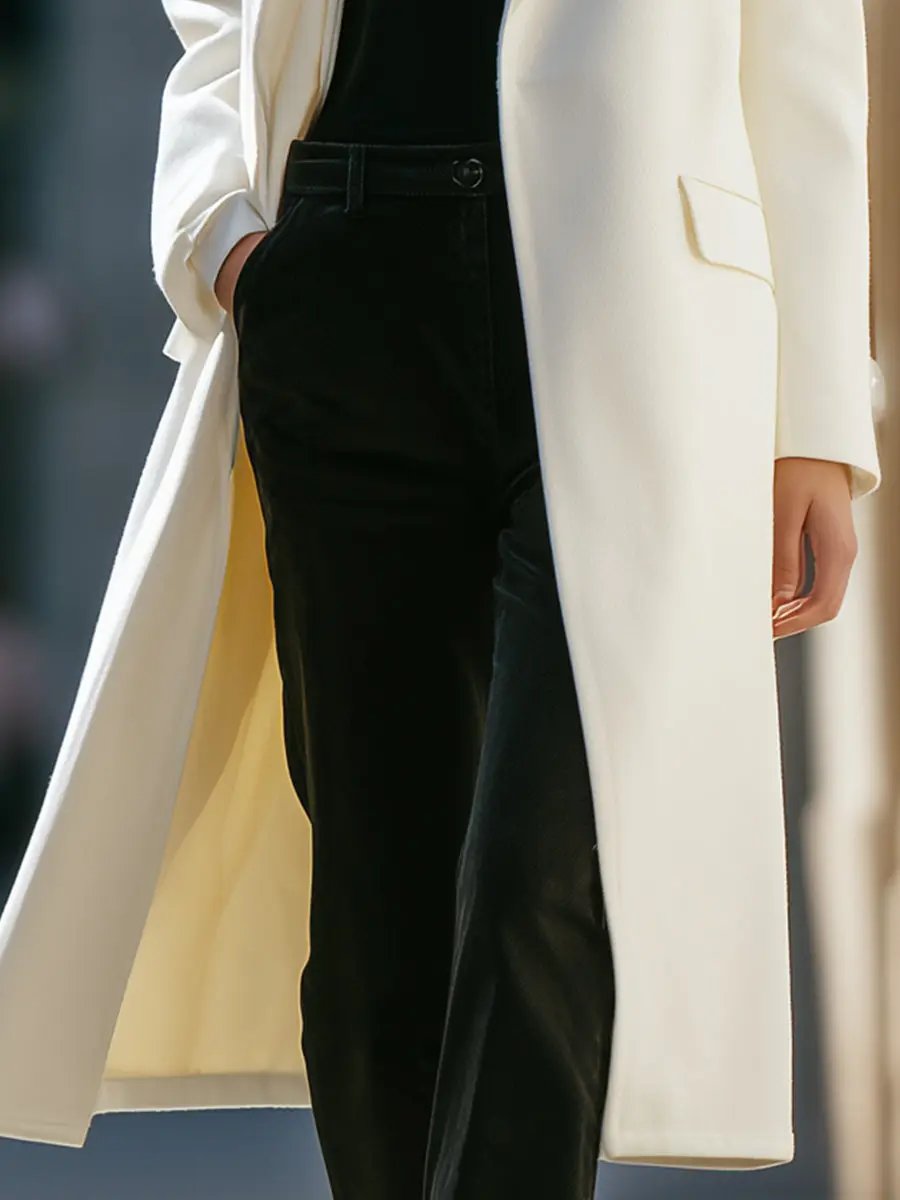 Timeless White Wool Longline - Long Coat CAAYWORLD