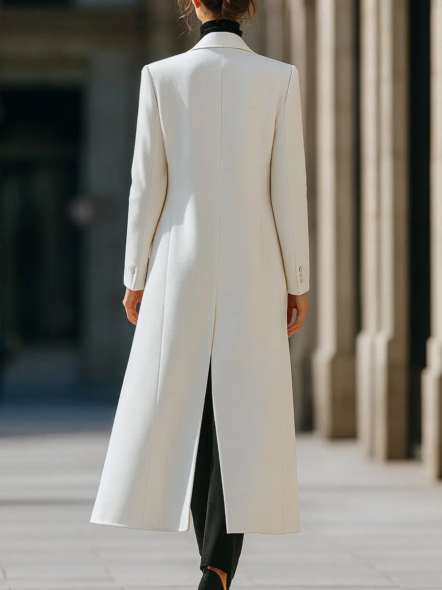 Timeless White Wool Longline - Long Coat CAAYWORLD