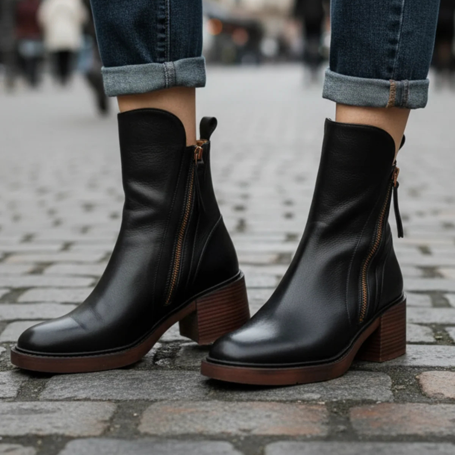 Val - Elegant Black Leather Boots CAAYWORLD