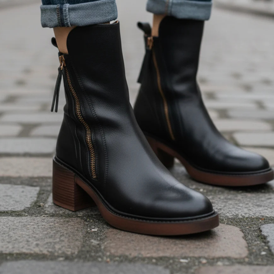 Val - Elegant Black Leather Boots CAAYWORLD