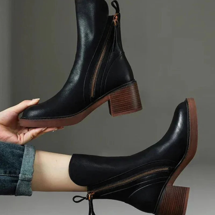 Val - Elegant Black Leather Boots CAAYWORLD