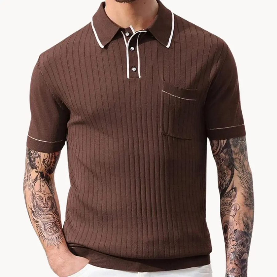 Vintage Ribbed Knit - Polo Shirt CAAYWORLD