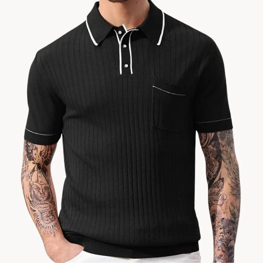 Vintage Ribbed Knit - Polo Shirt CAAYWORLD