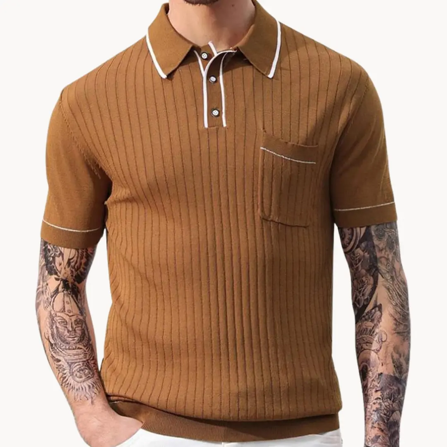 Vintage Ribbed Knit - Polo Shirt CAAYWORLD
