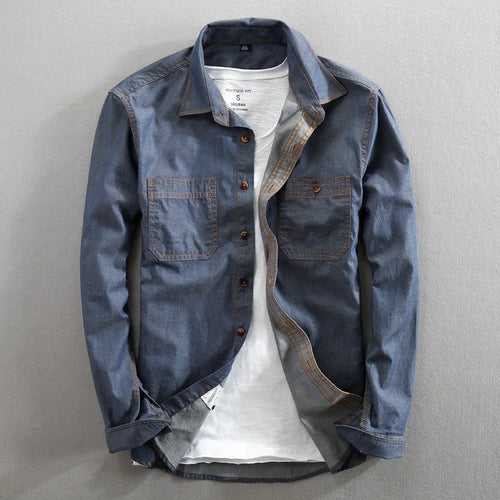 Vintage Washed Blue Denim - Shirt CAAYWORLD MEN