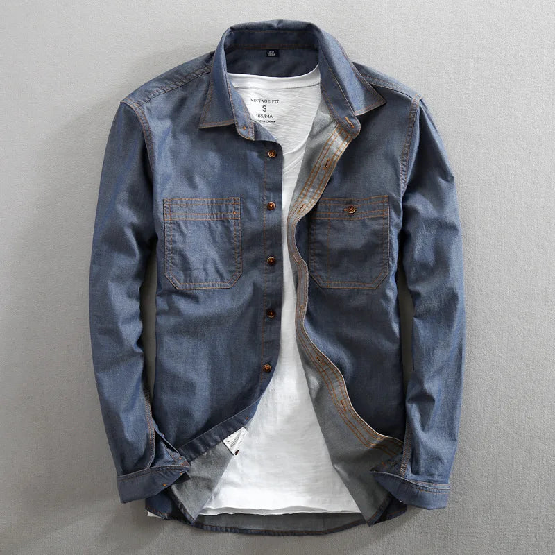 Vintage Washed Blue Denim - Shirt CAAYWORLD MEN