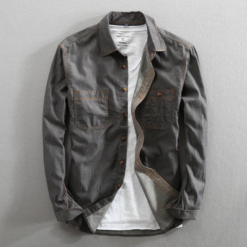 Vintage Washed Blue Denim - Shirt CAAYWORLD MEN