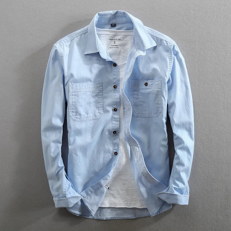 Vintage Washed Blue Denim - Shirt CAAYWORLD MEN