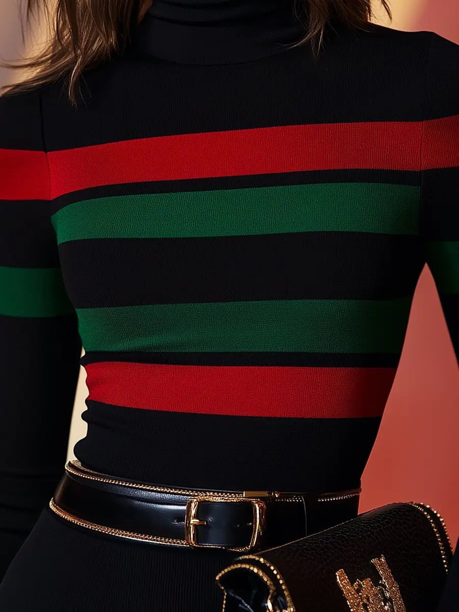 Vivid Striped Turtleneck - Sweater CAAYWORLD