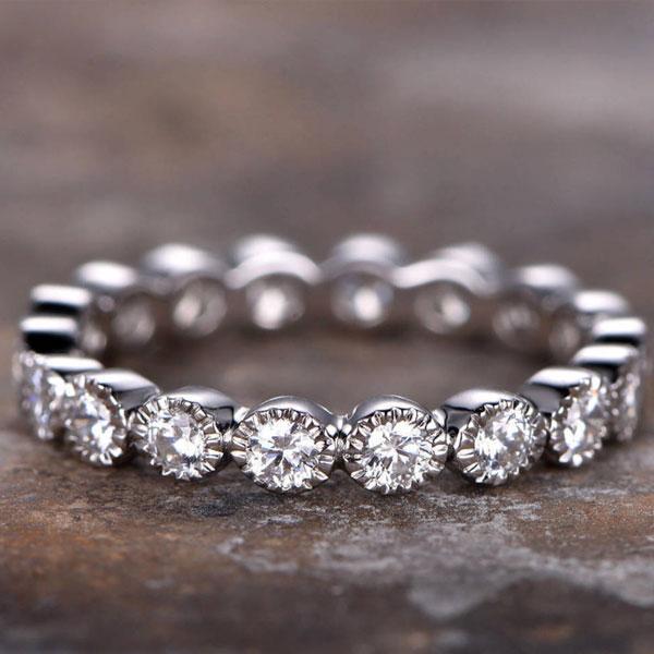 Four Row Full Eternity Stackable Wedding Band In Sterling Silver Shineofdiamond