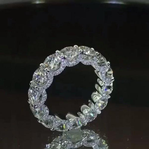 Eternity Round Cut Sterling Silver Wedding Band Shineofdiamond