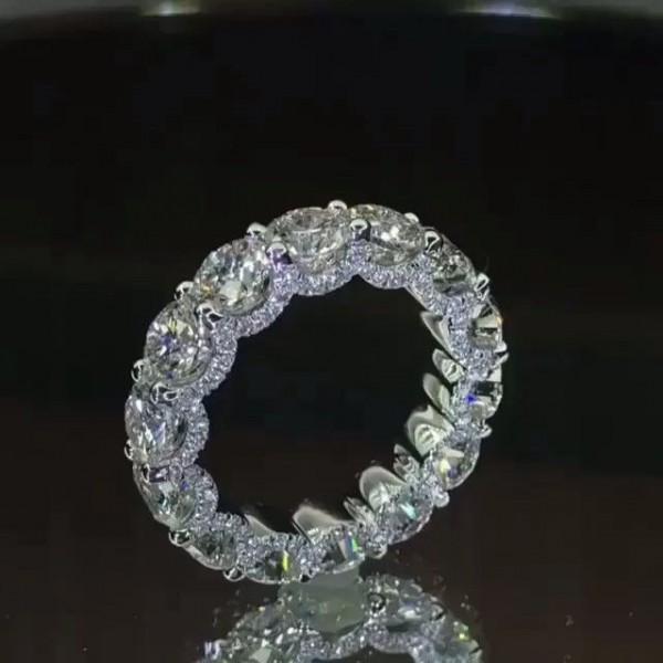 Eternity Round Cut Sterling Silver Wedding Band Shineofdiamond