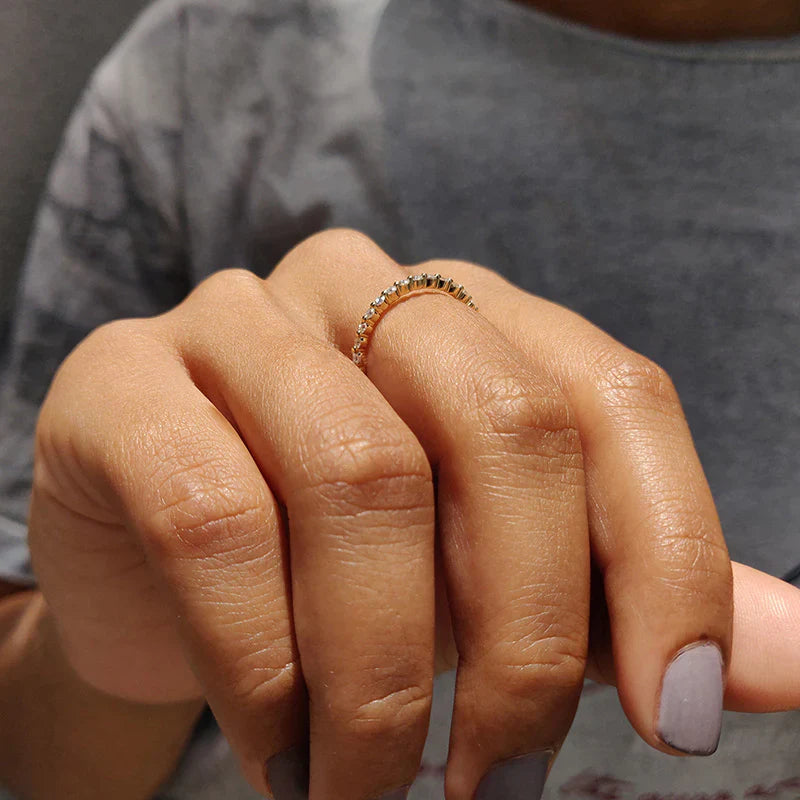 Sale | Simple Yellow Gold Full Eternity Wedding Band In Sterling Silver shine of diamond