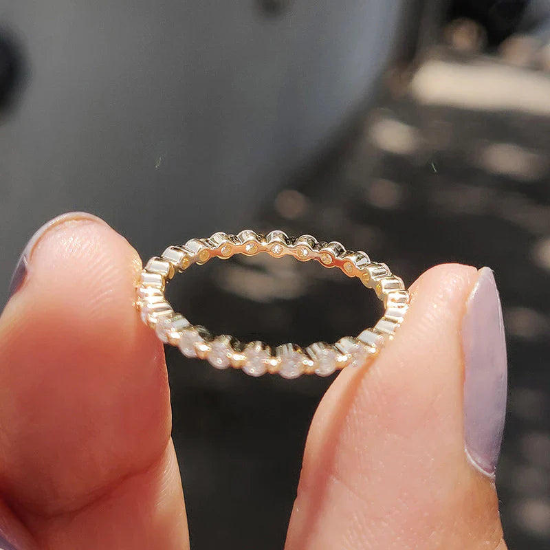 Sale | Simple Yellow Gold Full Eternity Wedding Band In Sterling Silver shine of diamond