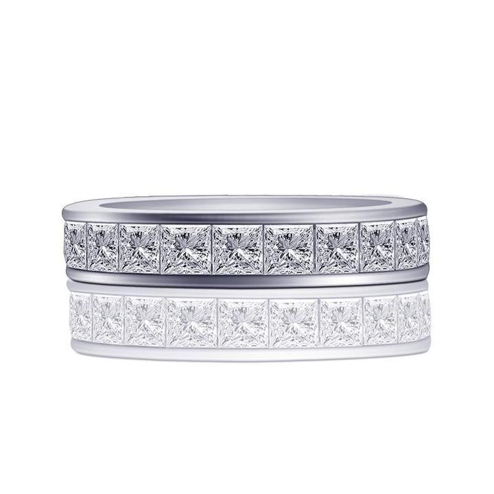 Classic Princess Cut Sterling Silver Wedding Band shineofdiamond