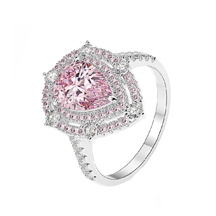 Double Halo Pear Cut 925 Sterling Silver Engagement Ring Shineofidamond