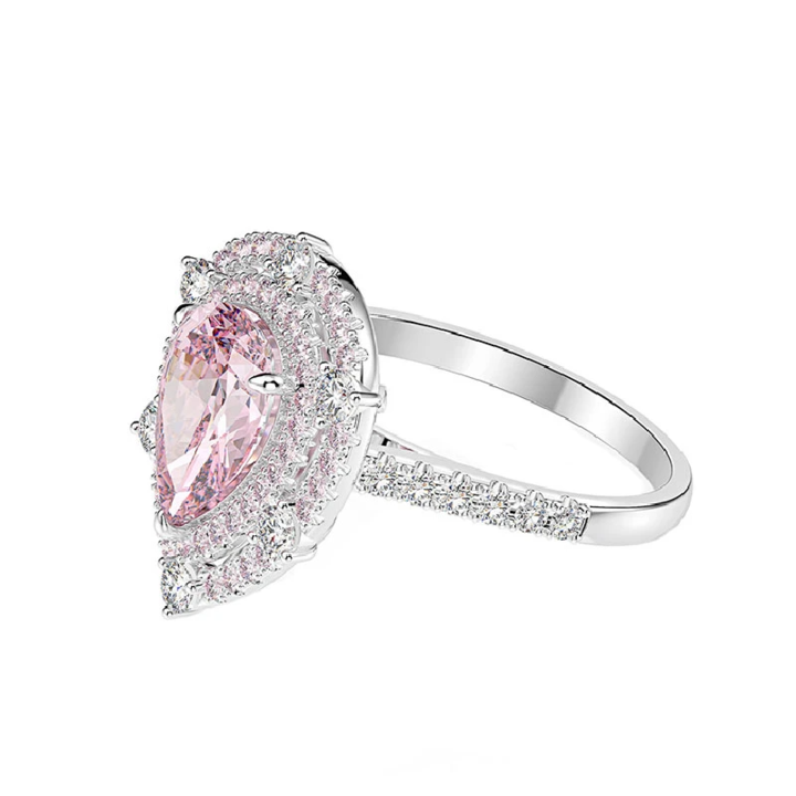 Double Halo Pear Cut 925 Sterling Silver Engagement Ring Shineofidamond