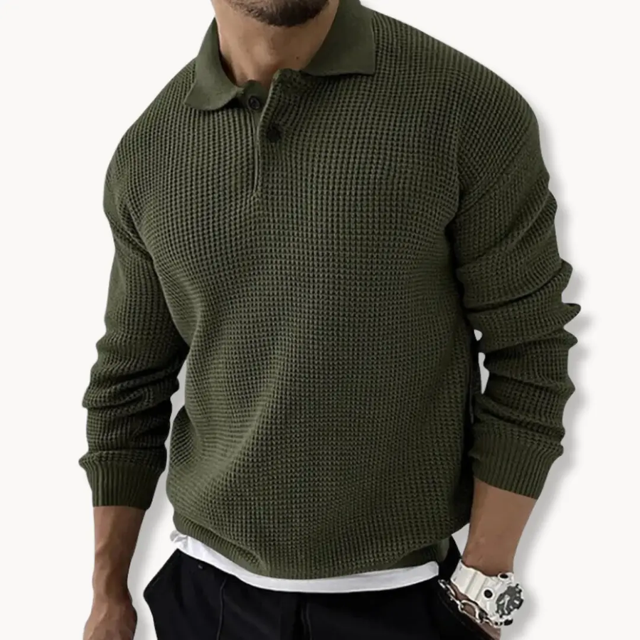Waffle Knit Polo - Sweater CAAYWORLD
