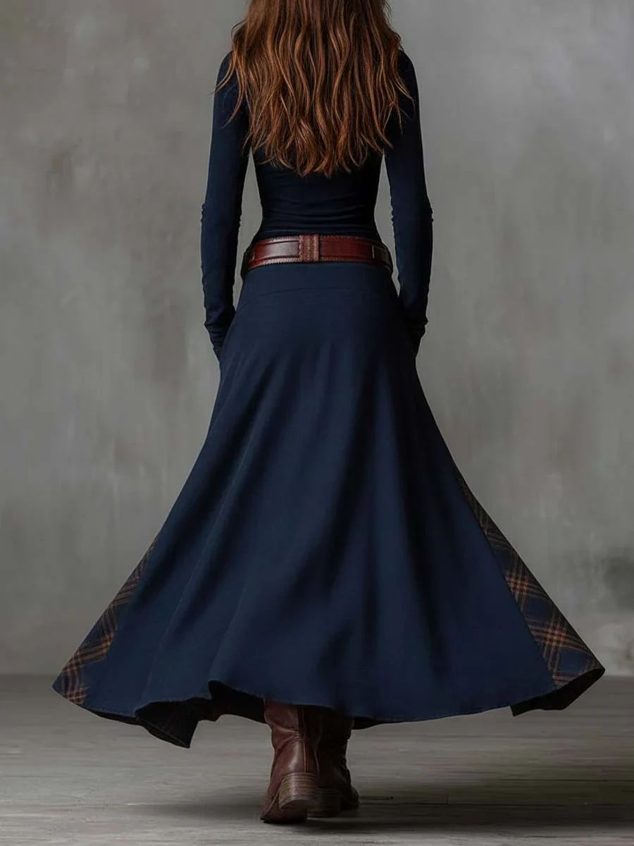 Leonora™ | Vintage Suede Check Dress (Includes Belt)