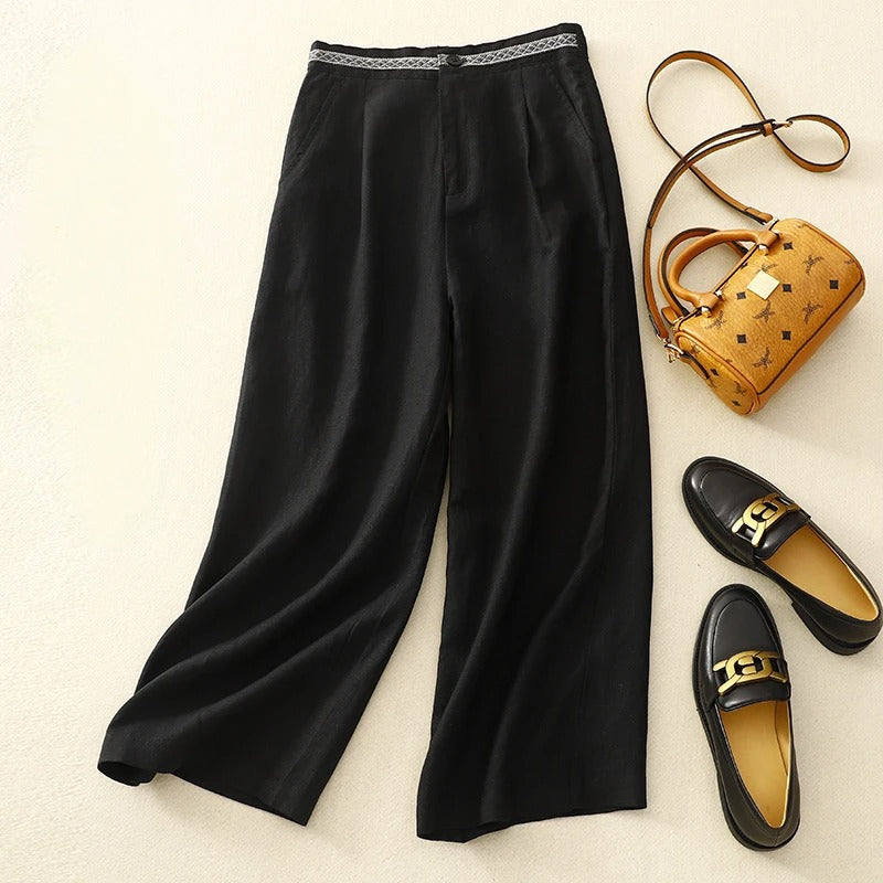 Wide-Leg Linen - Pants CAAYWORLD