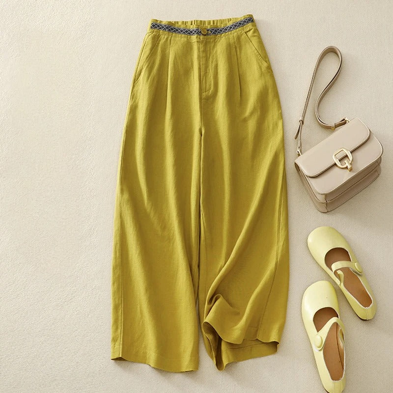 Wide-Leg Linen - Pants CAAYWORLD