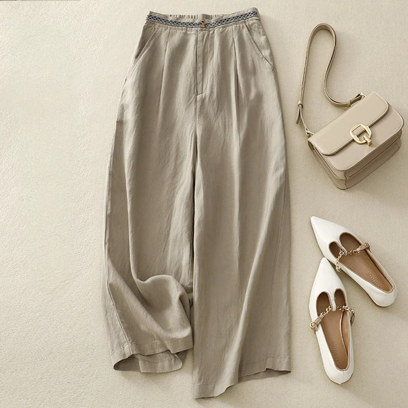 Wide-Leg Linen - Pants CAAYWORLD