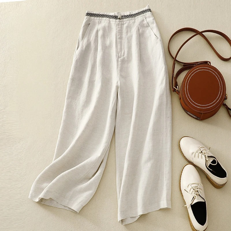 Wide-Leg Linen - Pants CAAYWORLD