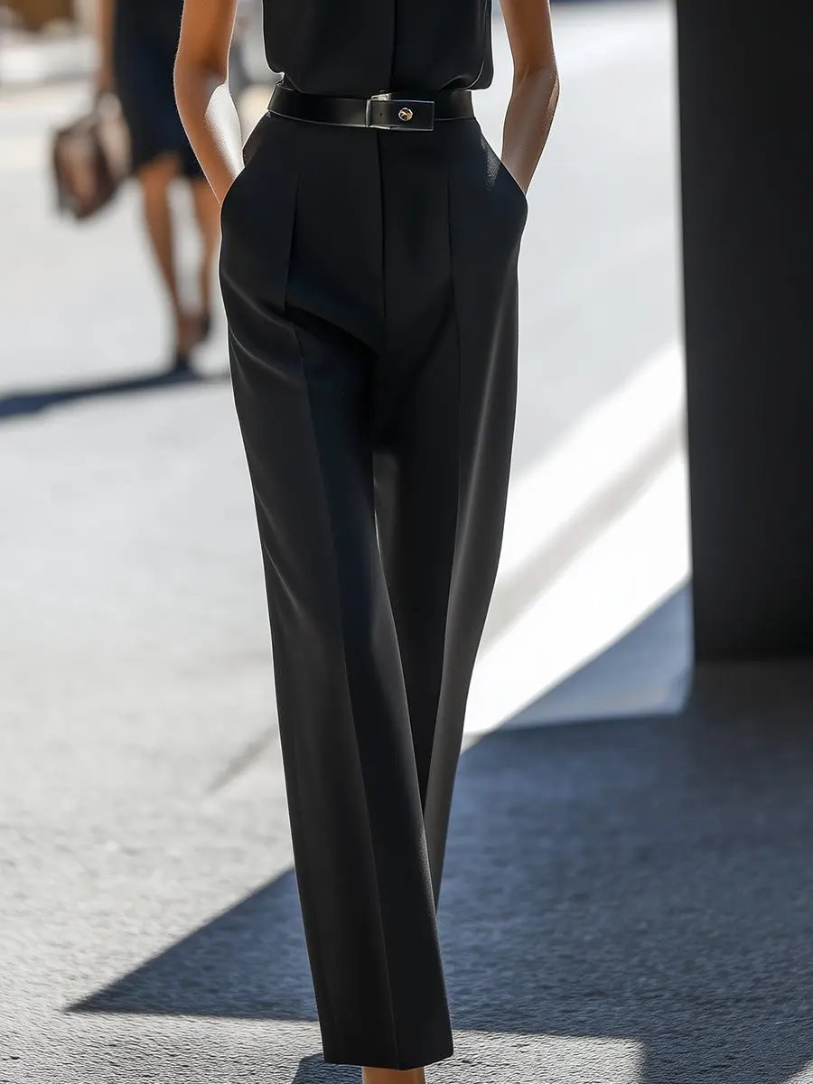 Women's Sleek Tailored Sleeveless Cinched-Waist - Jumpsuit CAAYWORLD