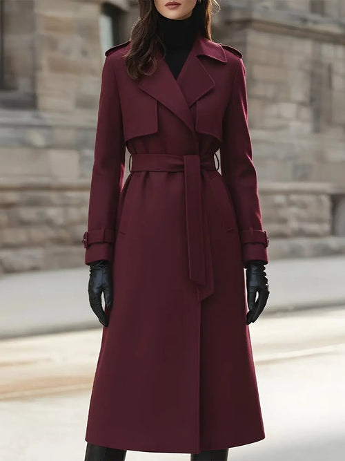 Wool-Blend Belted Trench - Trench Coat CAAYWORLD