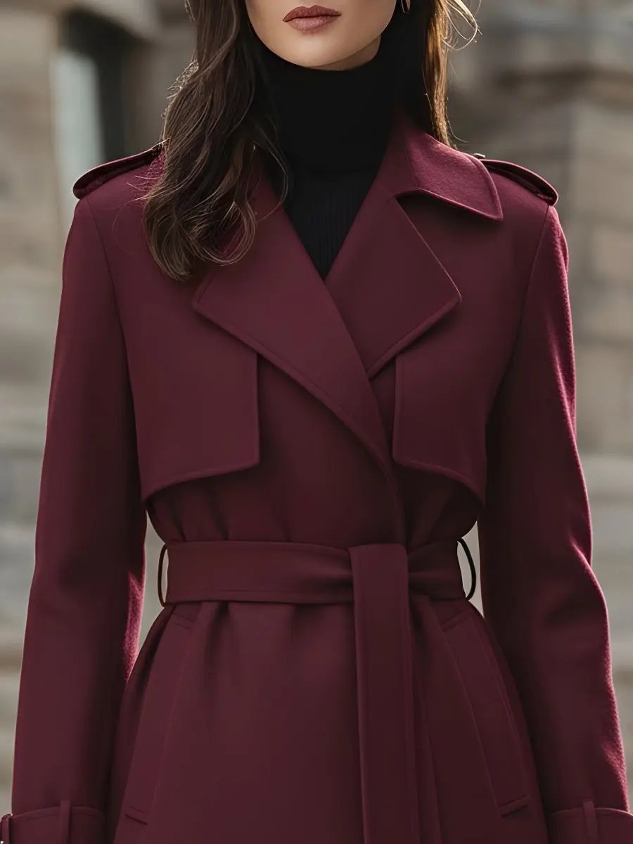 Wool-Blend Belted Trench - Trench Coat CAAYWORLD