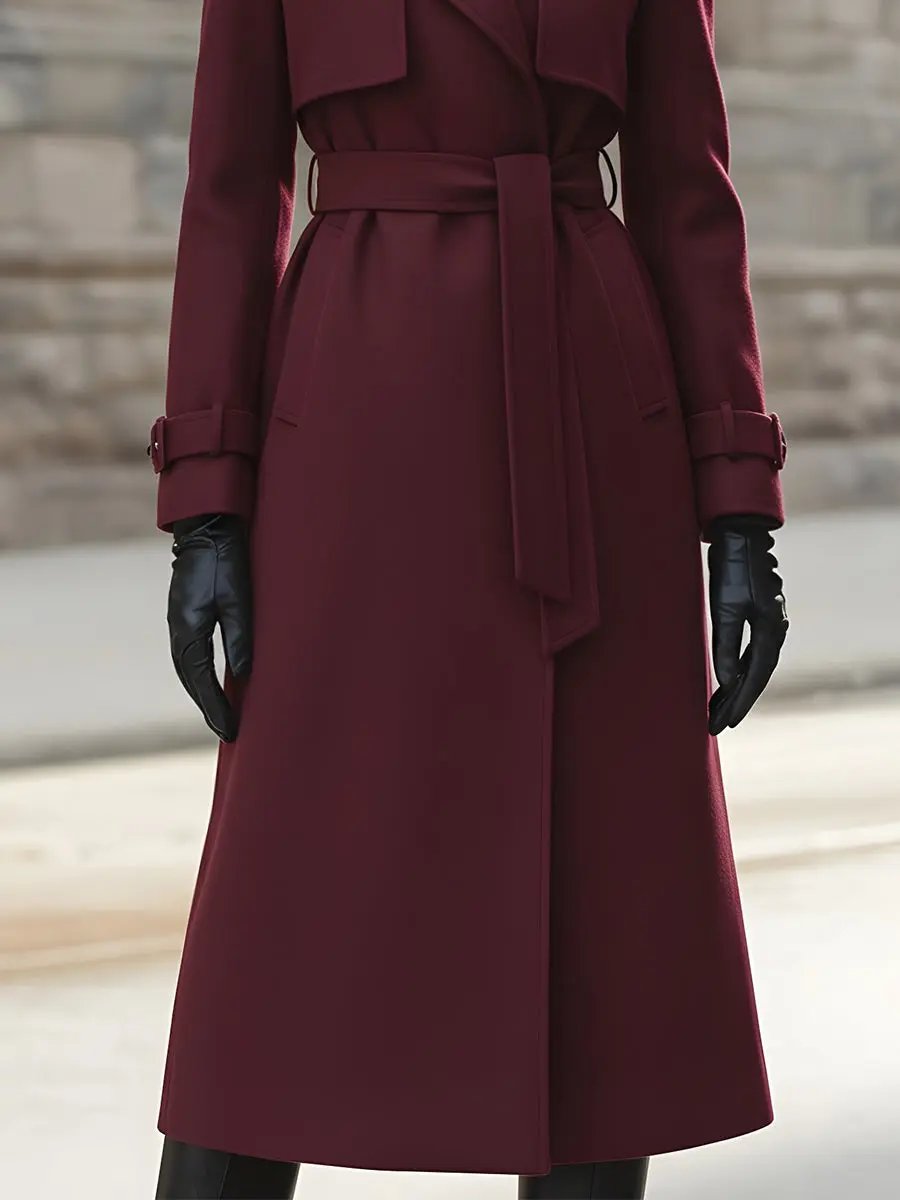 Wool-Blend Belted Trench - Trench Coat CAAYWORLD