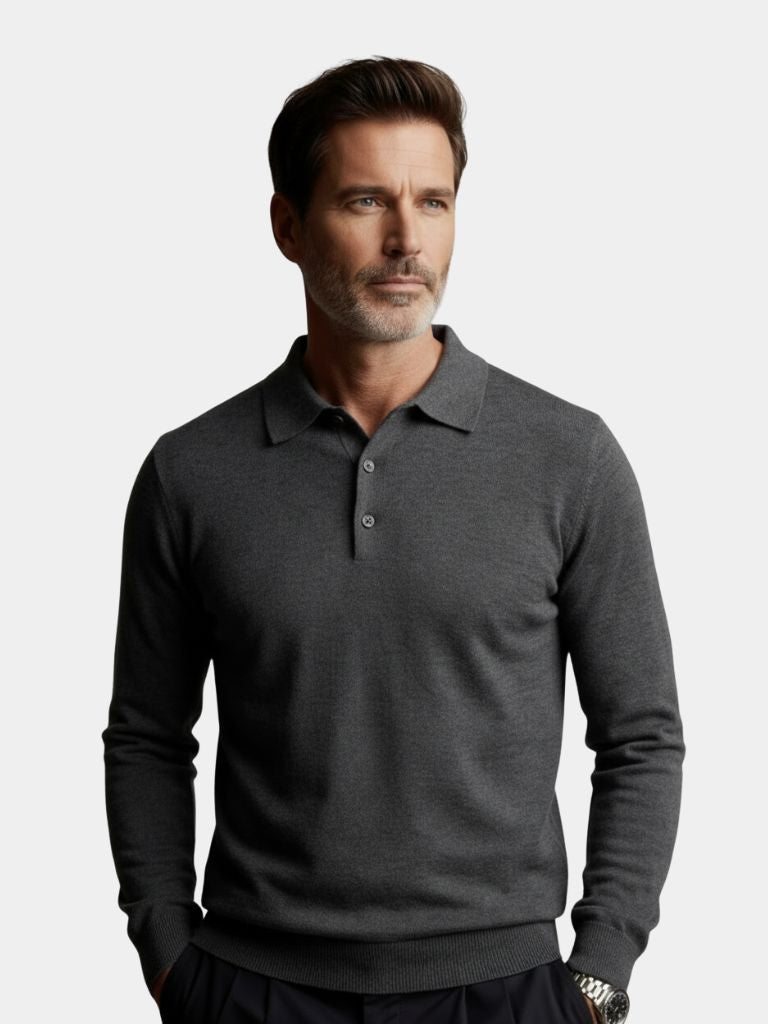 Wool Knit Button Up Polo Pullover - CAAYWORLD CAAYWORLD