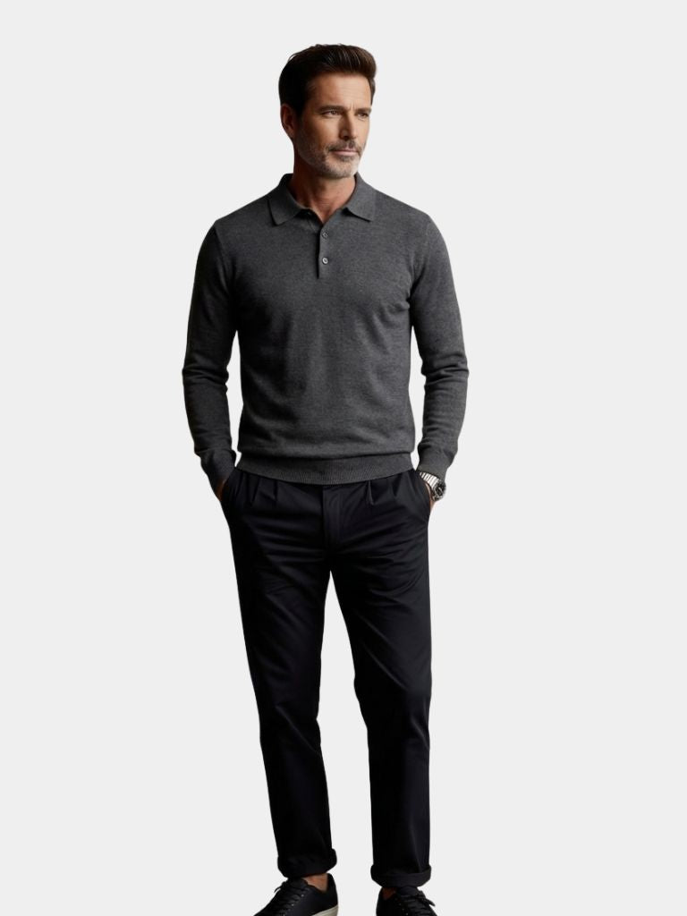 Wool Knit Button Up Polo Pullover - CAAYWORLD CAAYWORLD