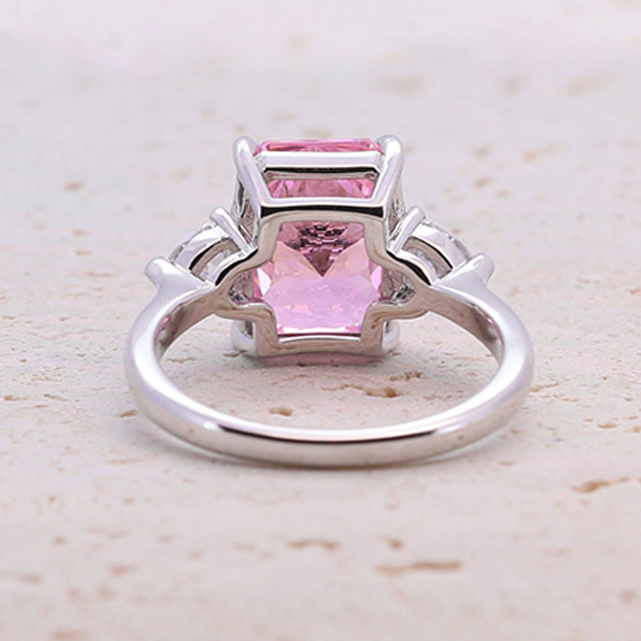 4.0CT Three Stone Pink Sterling Silver Engagement Ring (Multi Color Available) shine of diamond