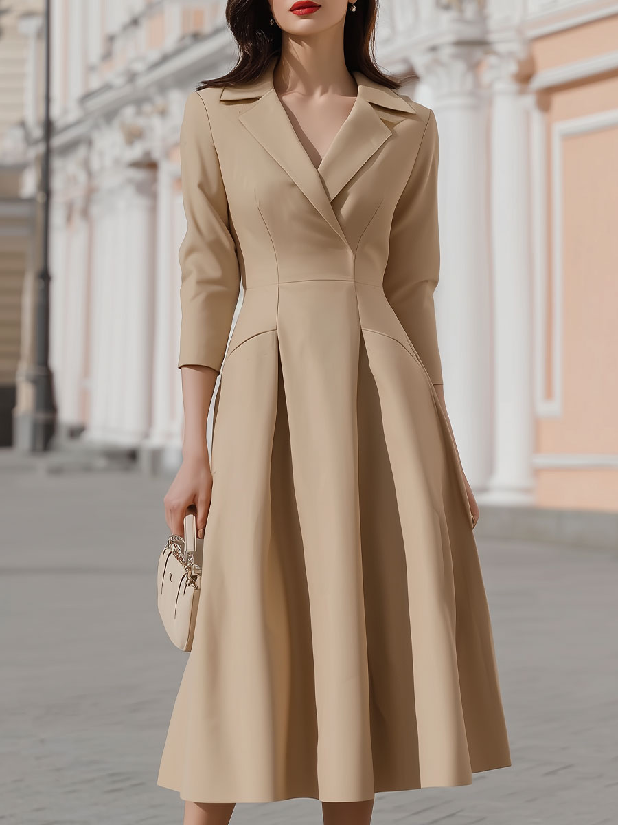 CAAYWORLD Beige Blazer-Style Midi Dress SN