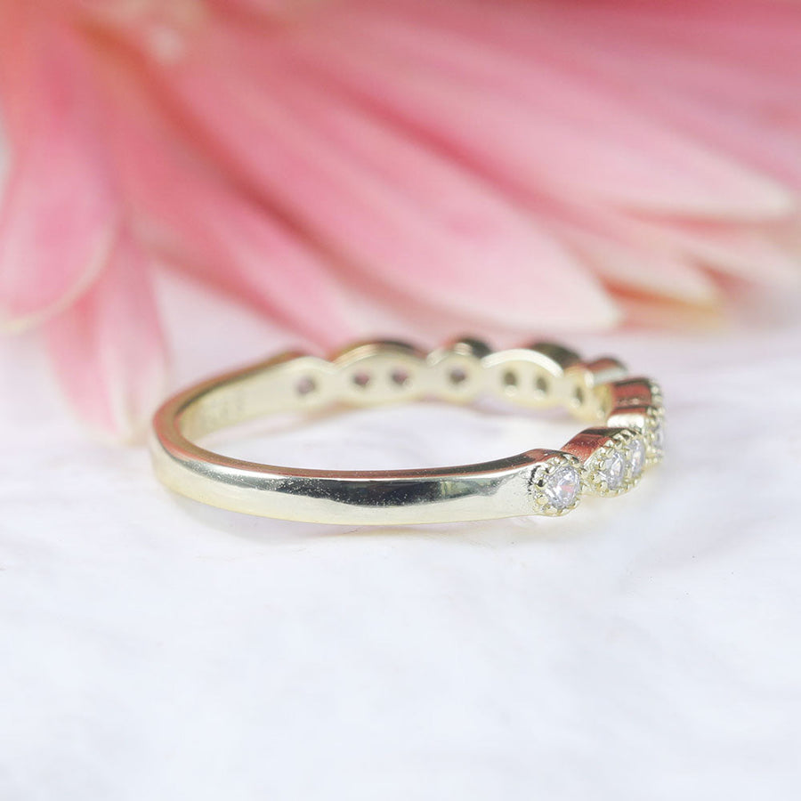 Stunning 2Pcs Radiant Cut Sterling Silver Ring Set With Half Eternity Band Shine of Diamond