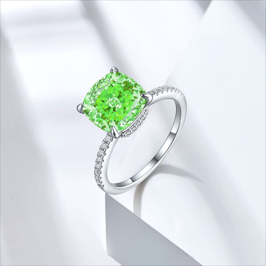 5.0CT Cushion Cut Sterling Silver Engagement Ring with Double Halo(Multi Color Available) shine of diamond