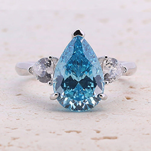 4.0ct Pear Cut Blue Gemstone Engagement Ring shine of diamond
