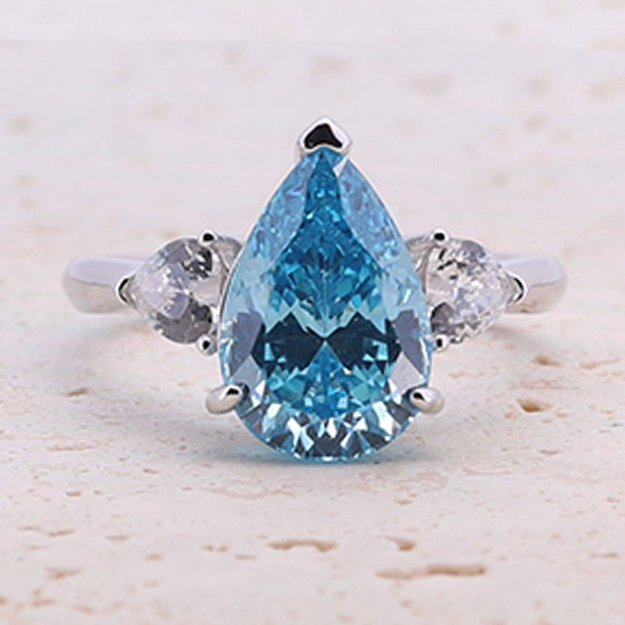 4.0ct Pear Cut Blue Gemstone Engagement Ring shine of diamond