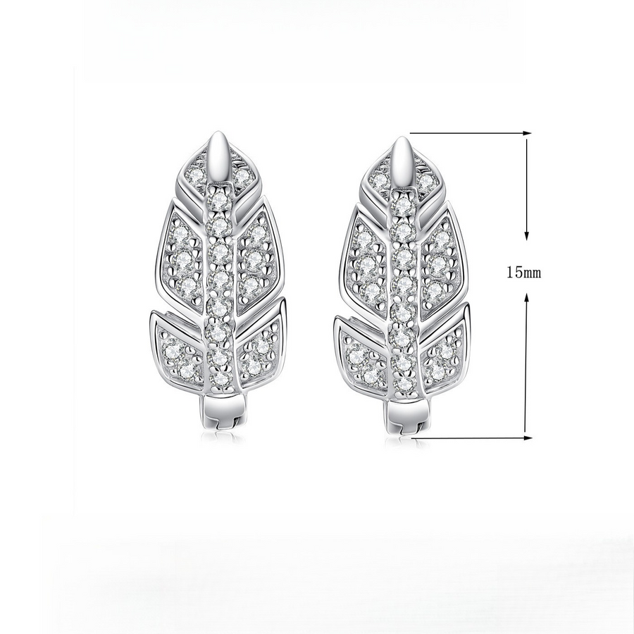 Leaf Design Moissanite Earrings in Sterling Silver Shine of Diamond