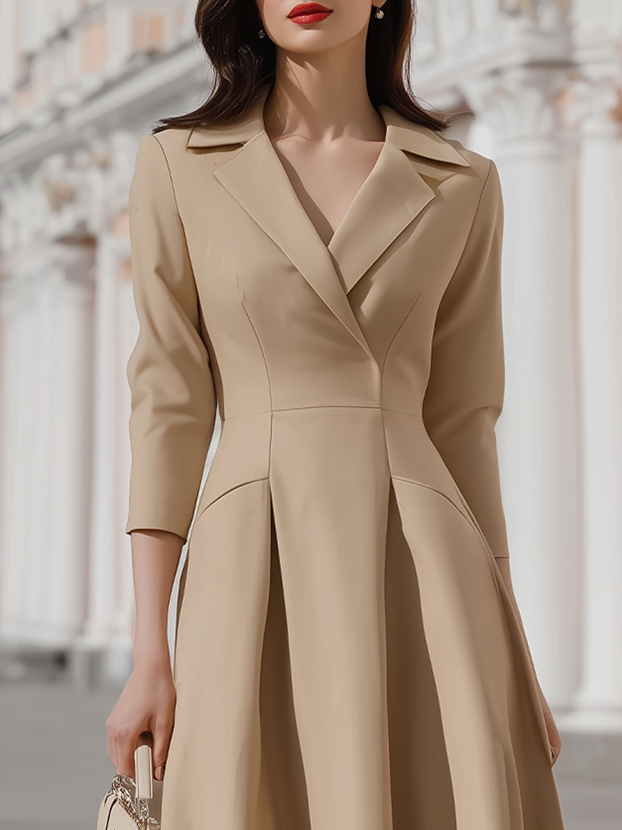 CAAYWORLD Beige Blazer-Style Midi Dress SN
