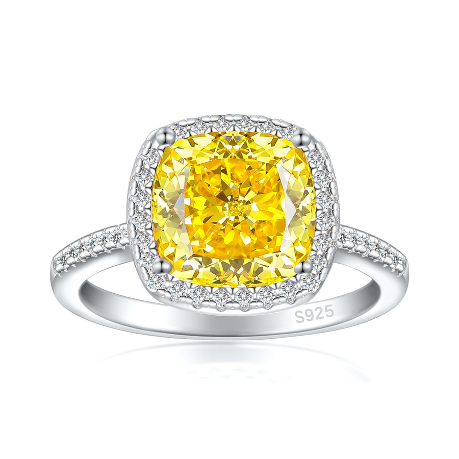3.5ct Cushion Cut Halo Multi Color Sterling Silver Engagement Ring shine of diamond