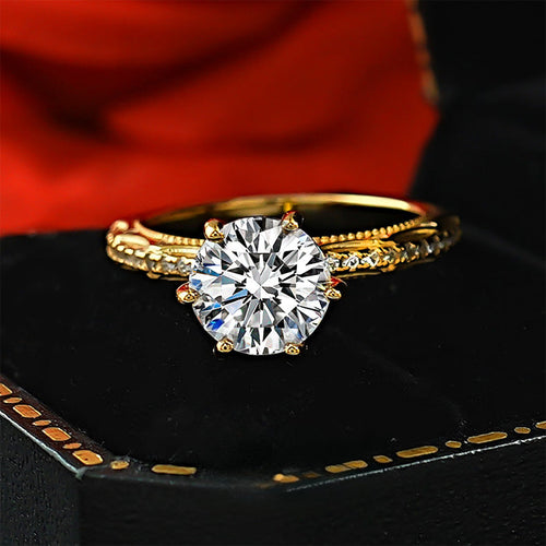 Retro Design 925 Silver Lace Engagement Ring Shine of Diamond