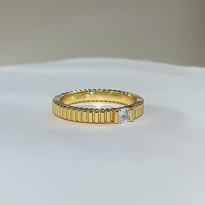 Grosgrain Design Golden Tone Ring Carly Jewelry
