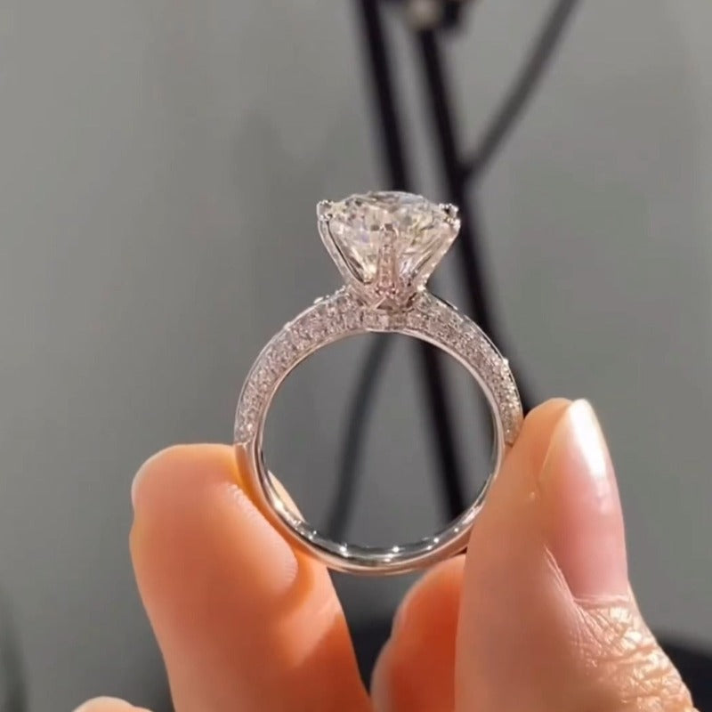 Gorgeous 6 Prong Pave Set Round Cut Moissanite Engagement Ring shineofdiamond