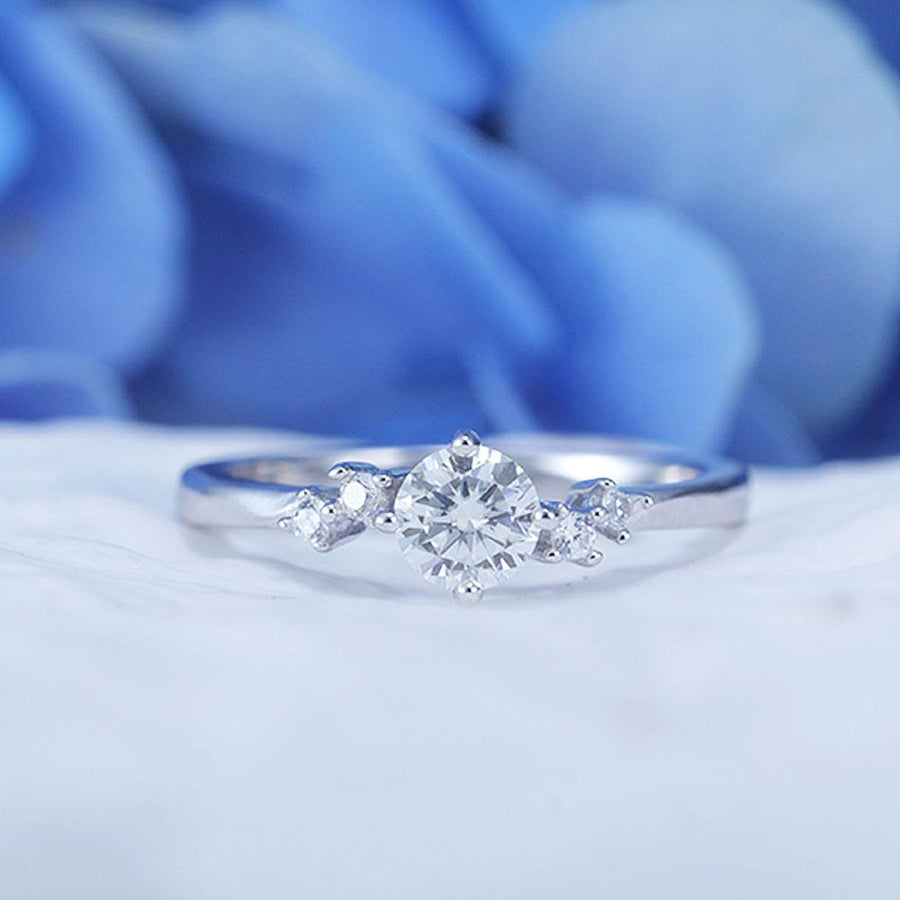 ShineofDiamond Classic 0.5 CT Five Stone Round Cut Moissanite Ring Shine of Diamond