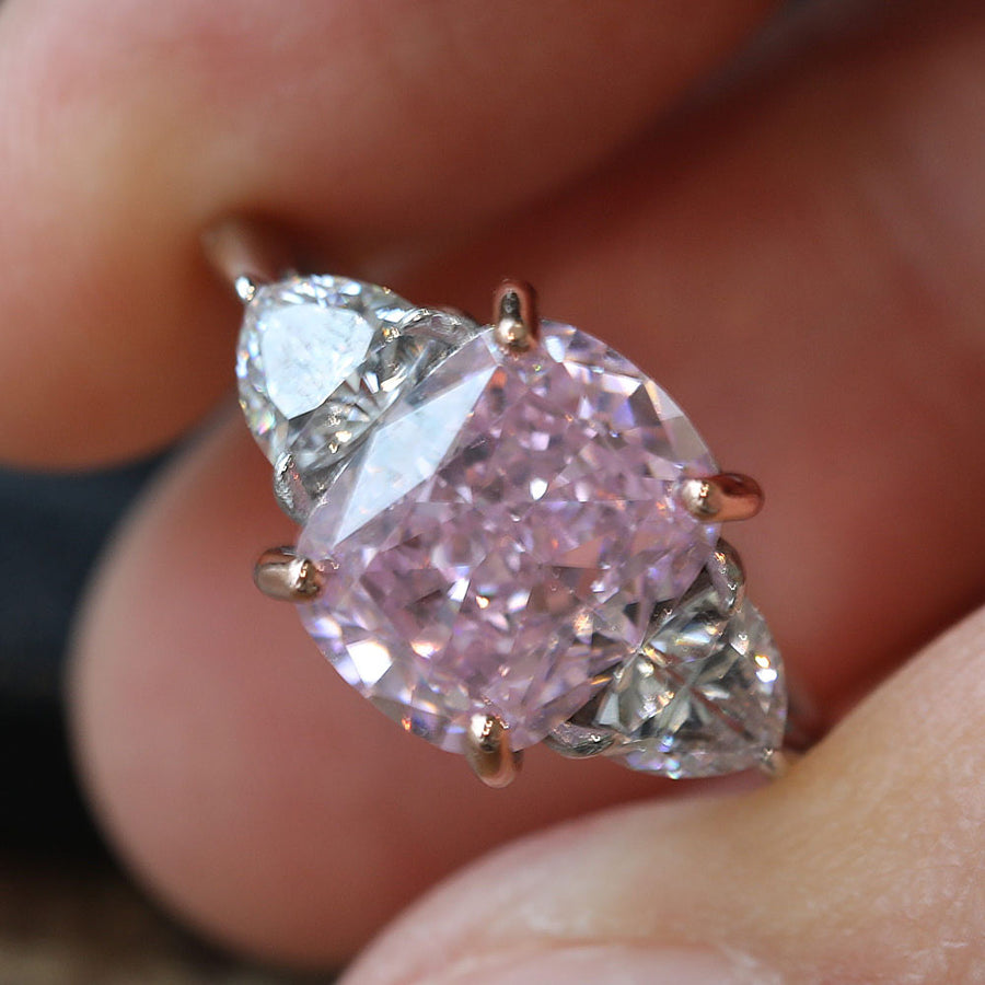 Pink Cushion Cut Engagement Ring Shine of Diamond